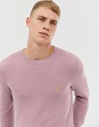 Farah Darren Horizontal Ribbed Sweater In Pink