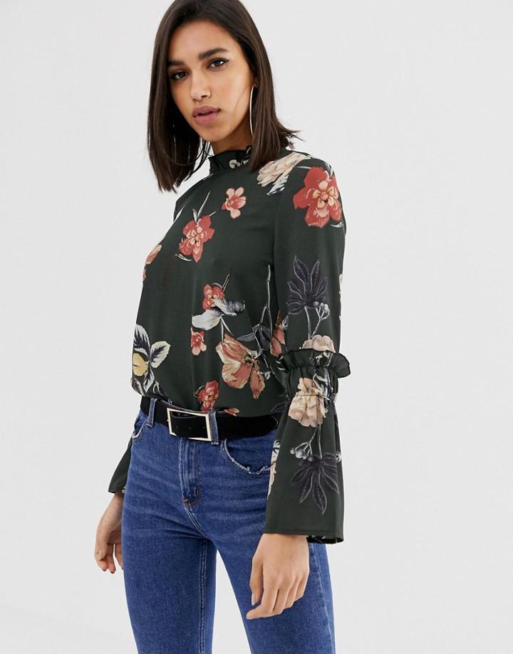Ax Paris Floral Blouse - Green