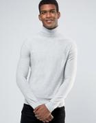 Boss Orange Akrol Roll Neck Sweater Slim Fine Knit - Gray