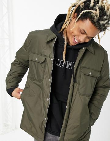 Allsaints Bandai Padded Jacket In Khaki-green