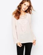 B.young Ingo Long Sleeve Blouse With Embroidered Fronot - Rose Garden