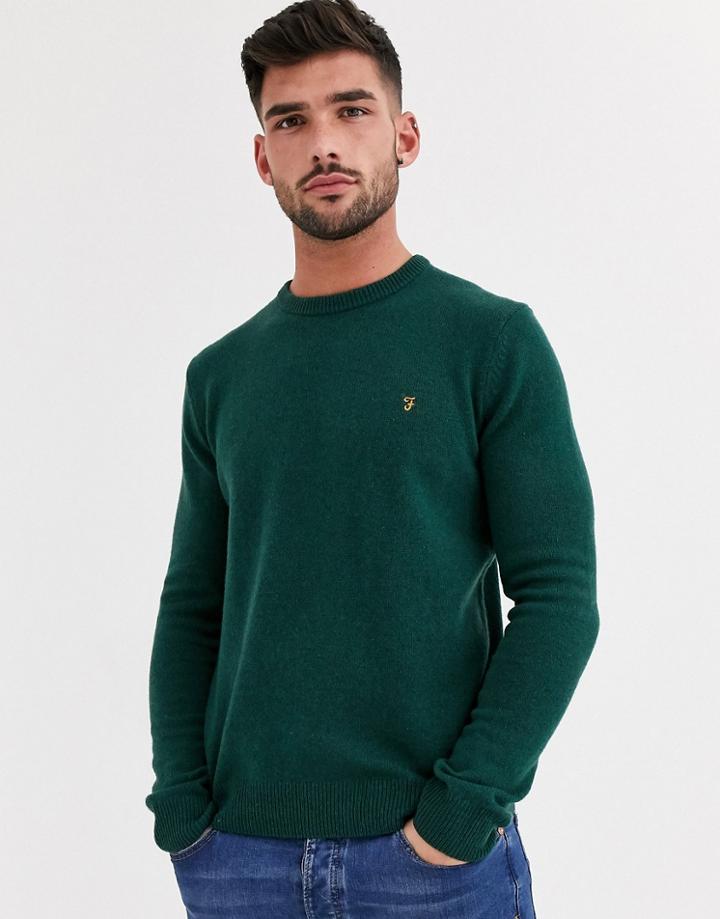 Farah Rosecroft Crew Neck Lambswool Sweater In Green