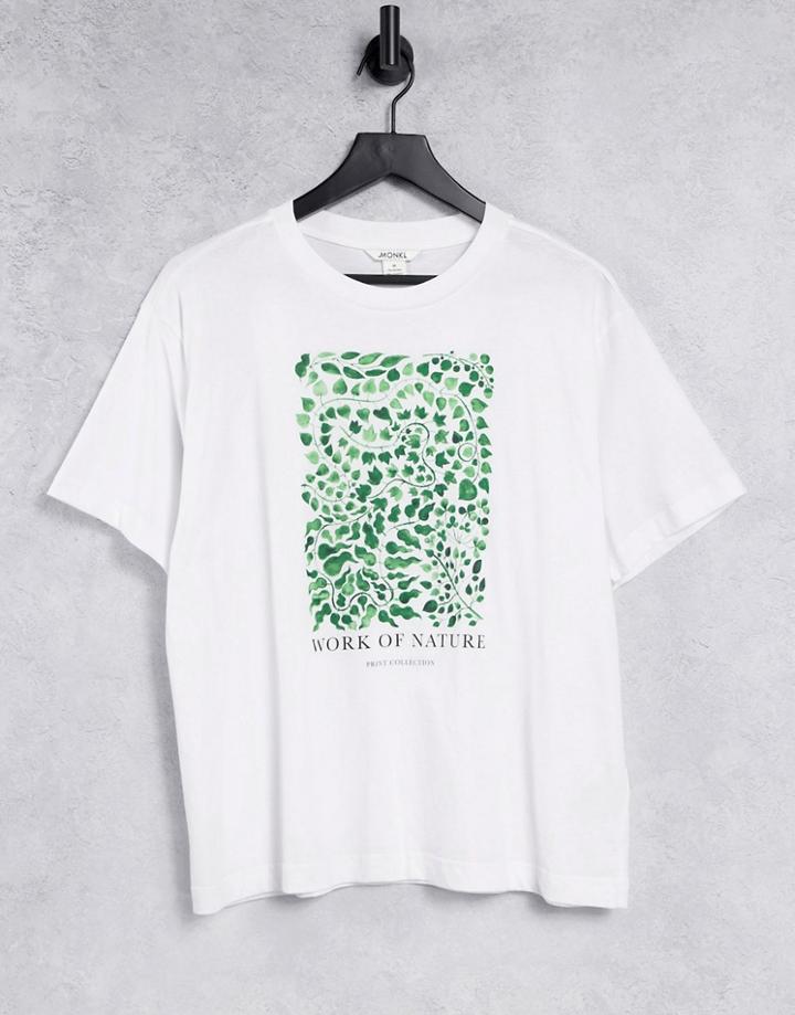 Monki Tovi Organic Cotton Nature Print T-shirt In White