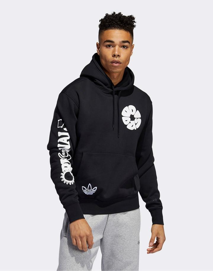 Adidas Originals Scattered Graphics Hoodie In Black