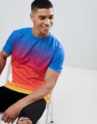 Asos Design Relaxed Longline T-shirt With Ombre Dip Dye Wash - Multi