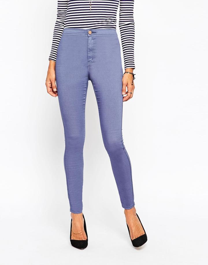 Asos Rivington High Waist Denim Jeggings In Sienna Blue - Sienna Blue