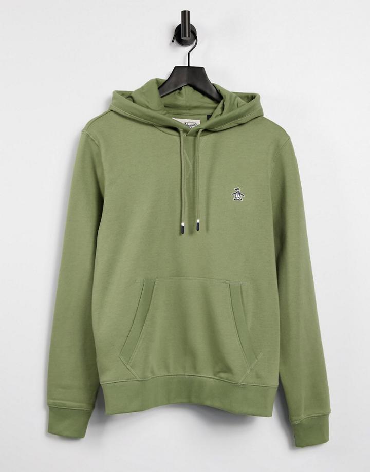 Original Penguin Icon Logo Hoodie In Deep Lichen Green