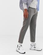 Collusion Tapered Check Pants With Side Stripe - Brown