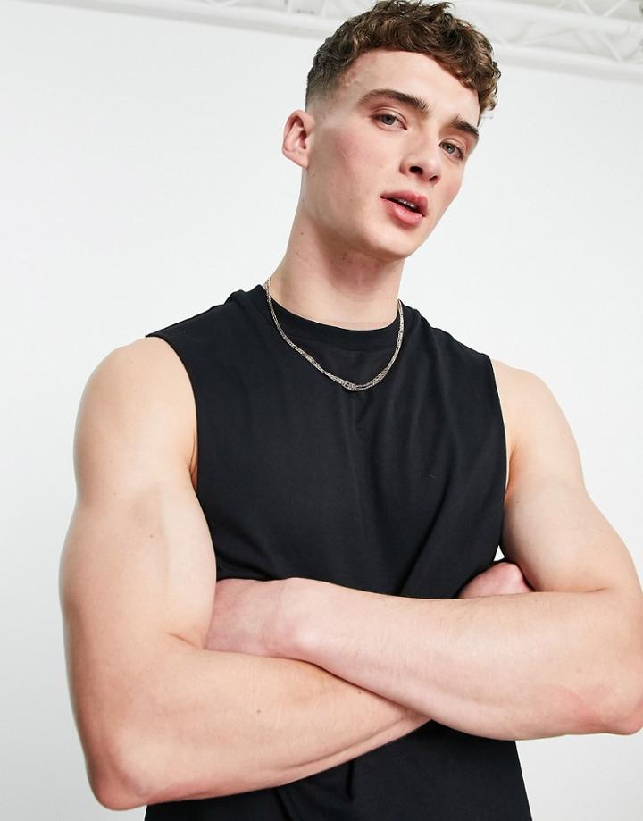 Asos Design Organic Oversized Longline Tank In Black