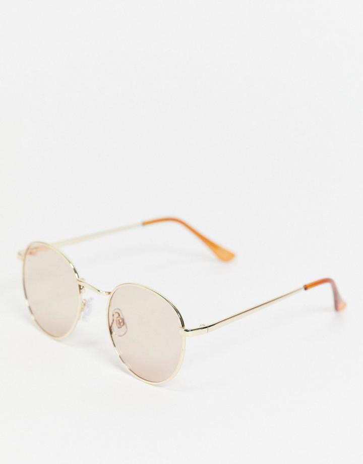 Madein. Thin Frame Round Lens Sunglasses-gold