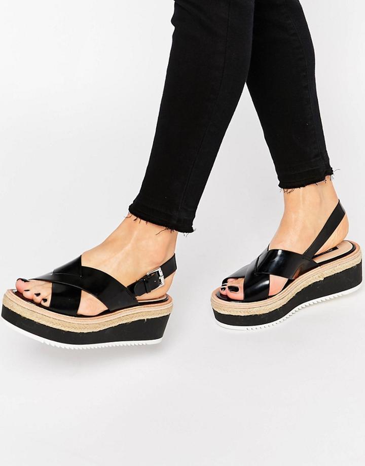 Pull & Bear Platform Sandal - Black