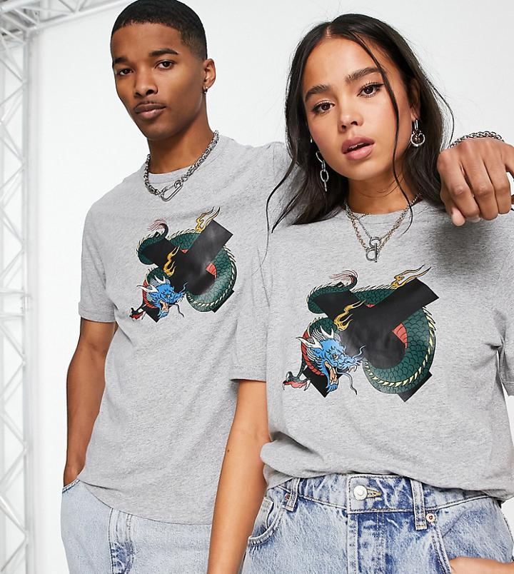 Collusion Unisex Logo T-shirt In Gray Heather
