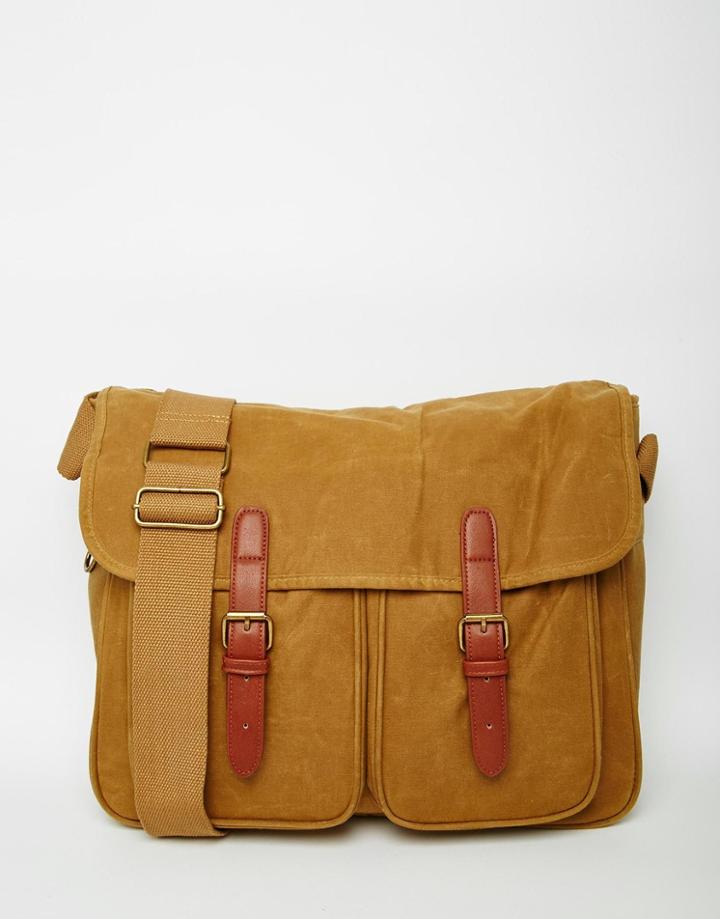 Asos Satchel In Stone Canvas - Stone