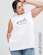 Asos Curve Tank Vest With I Need Space Print - White