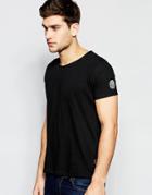 Replay T-shirt Wide Neck Laser Cut In Washed Black - Washed Black