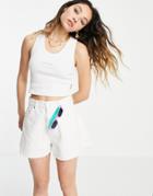 Kickers Ribbed Shrunken Tank With Pastel Embroidery Logo-white