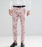 Asos Tall Super Skinny Smart Pants With Blossom Print - Blue