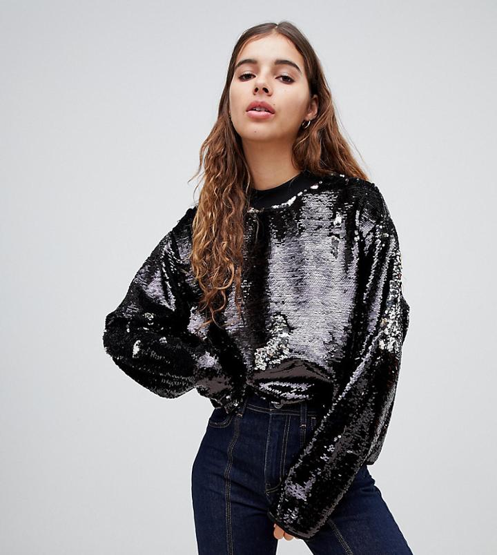 Weekday Sequins Sweatshirt In Black
