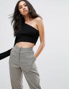 Missguided One Shoulder Knitted Crop Top - Black