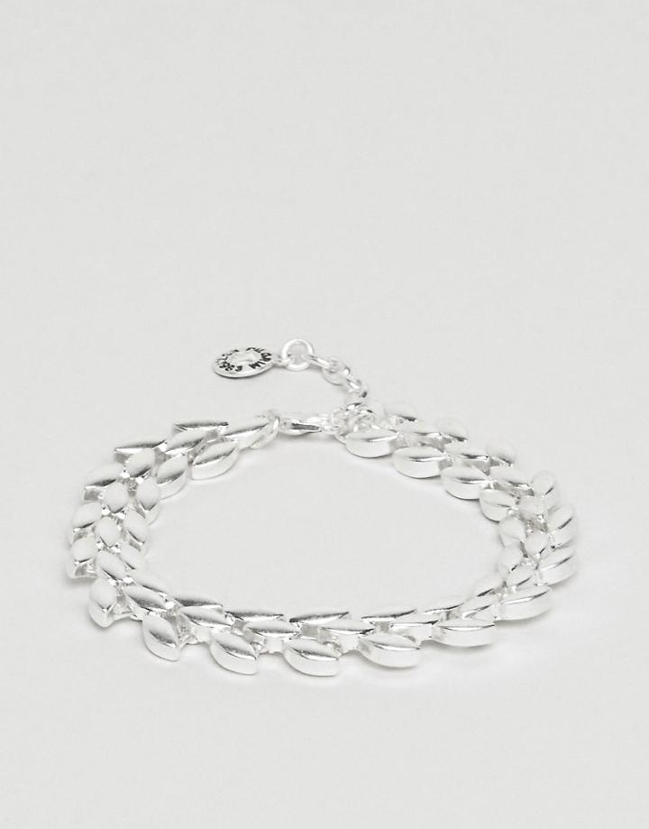 Pilgrim Silver Plated Leaf Effect Bracelet - Silver