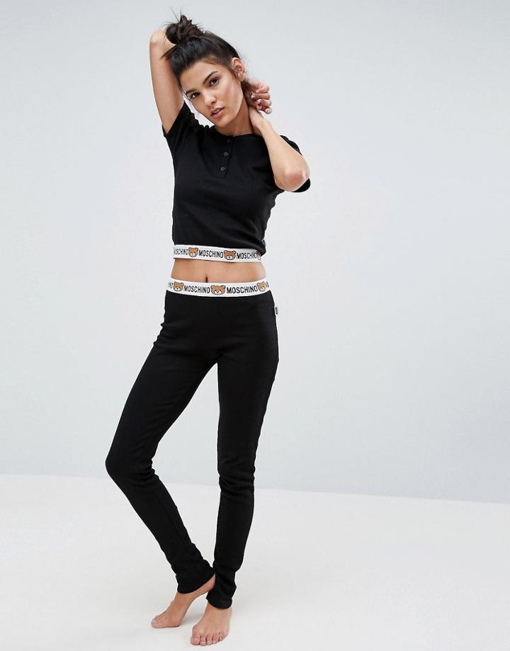 Moschino Logo Waistband Leggings - Black