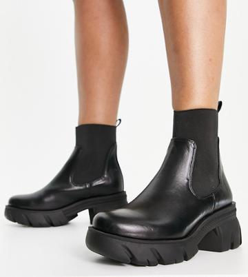 Asos Design Wide Fit Reed Chunky Chelsea Boots In Black