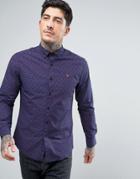 Farah Slim Fit Paisley Shirt In Navy - Navy