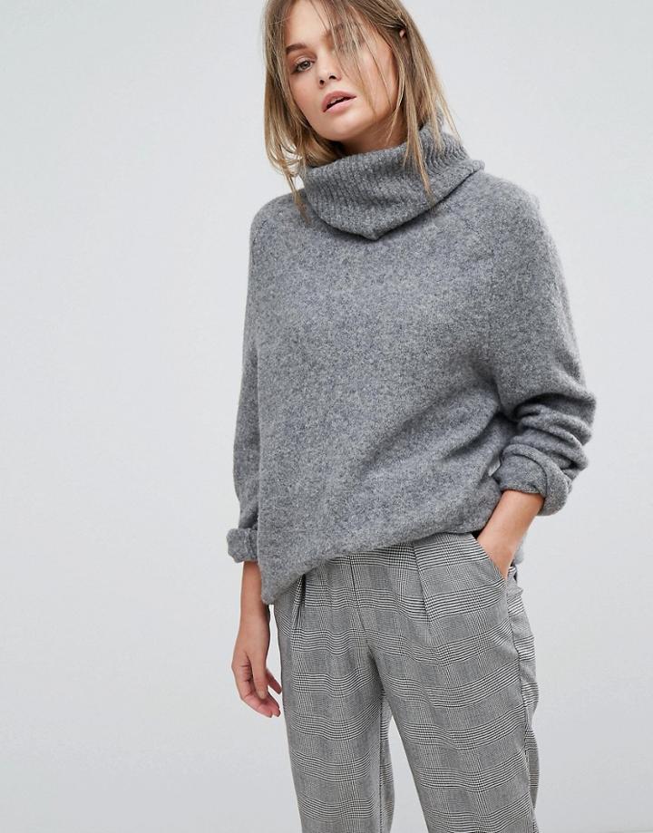 Selected Rollneck Knit Sweater - Gray
