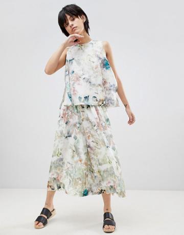 Paisie Floral Culottes With Elasticated Waist - Multi