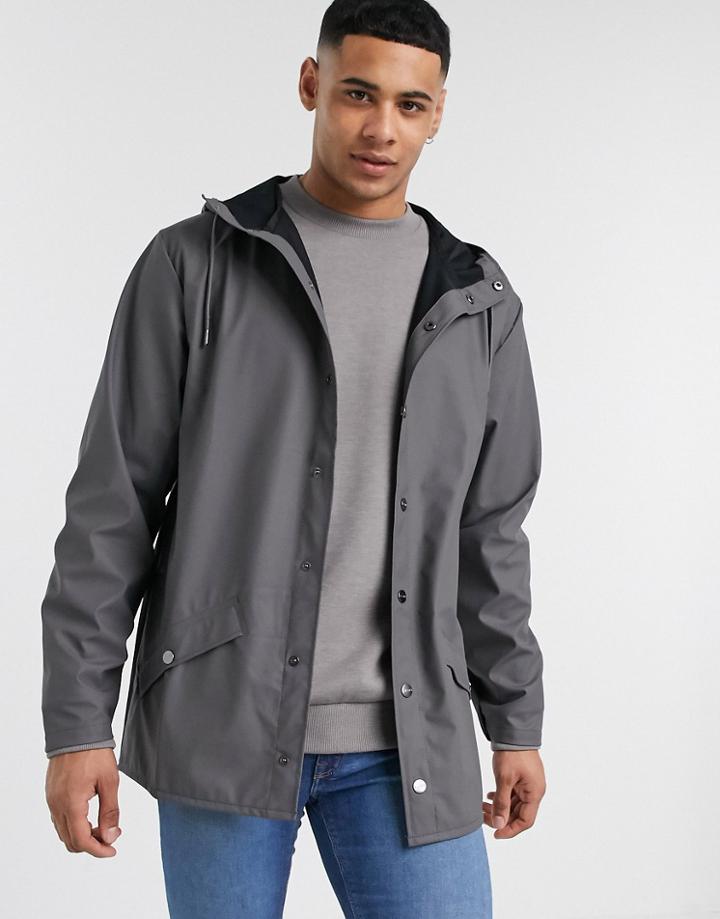 Rains Lightweight Hooded Jacket In Charcoal-grey