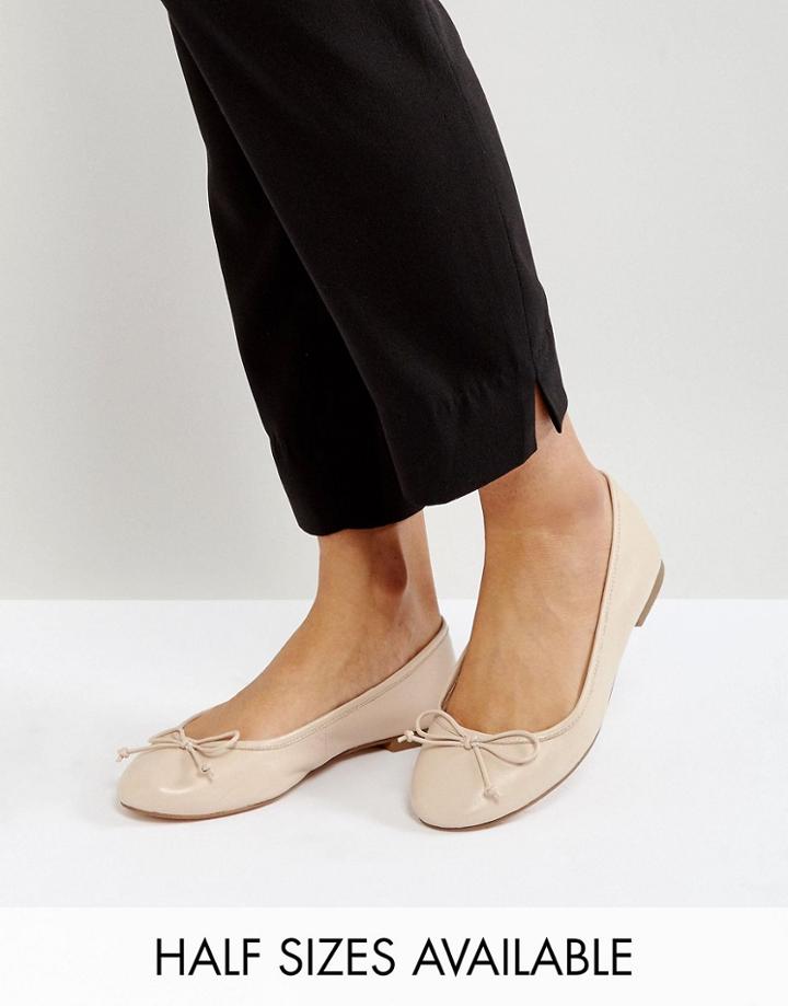 Asos Lifesaver Leather Ballet Flats - Beige