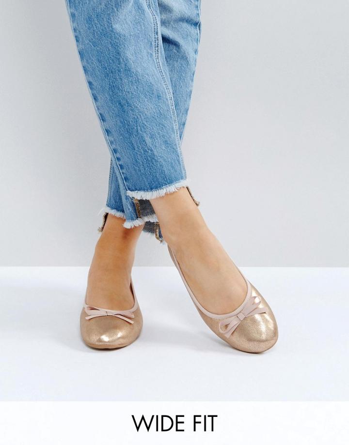 London Rebel Wide Fit Ballerina - Copper