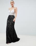 Jovani Contrast Lace Maxi Dress - White