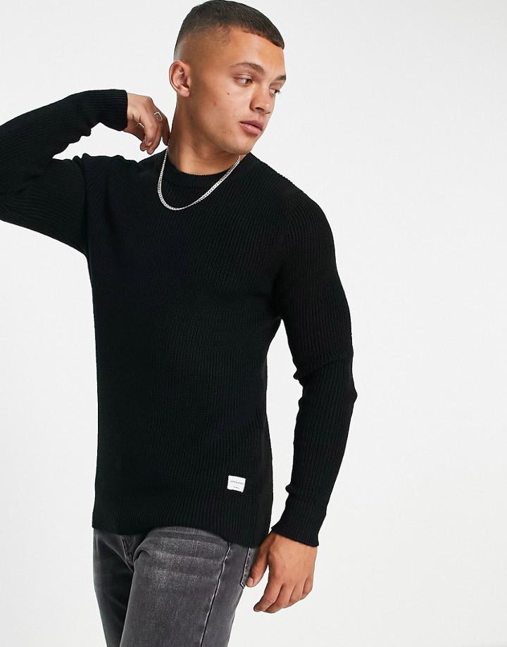 Jack & Jones Crew Neck Sweater In Black