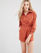 Love & Other Things Shirt Romper - Red