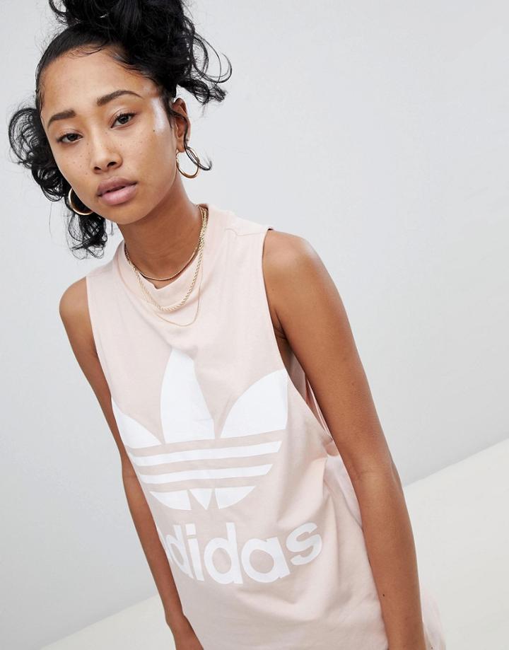 Adidas Originals Big Trefoil Tank Top In Pink - Pink