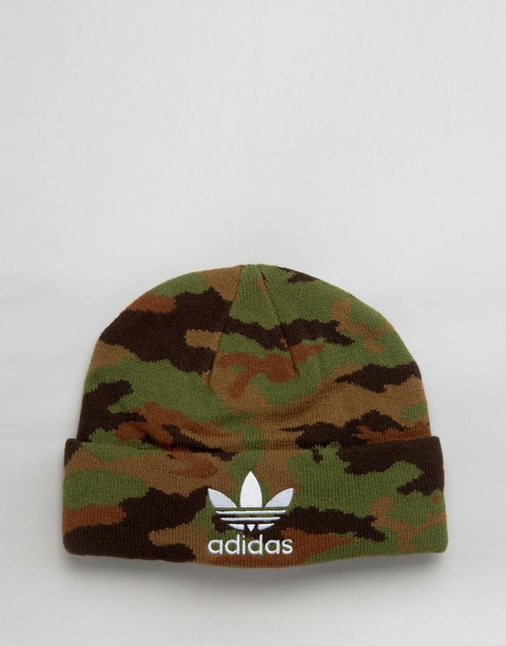 Adidas Originals Beanie In Camo Print Ay9060 - Green