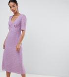 Fashion Union Tall Midi Tea Dress In Floral - Purple