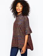 Monki High Neck Kimono Top - Orange