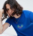 Dream But Do Not Sleep Palm Embroidery T-shirt - Blue