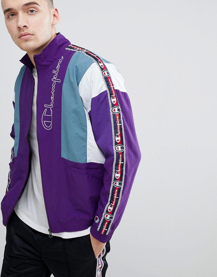 Champion Track Jacket With Taping In Purple - Purple