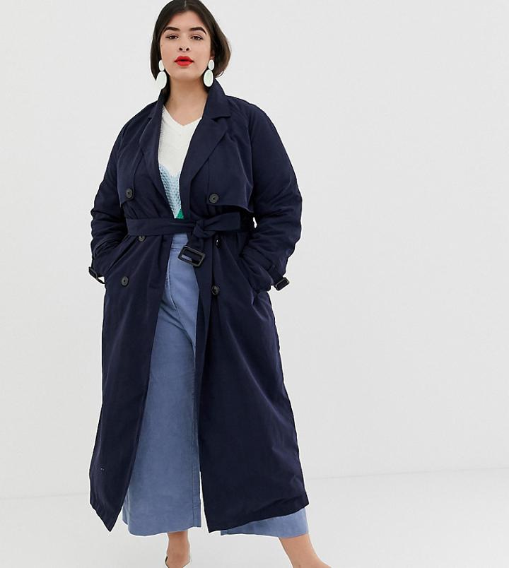 Vero Moda Curve Lightweight Trench Coat - Navy