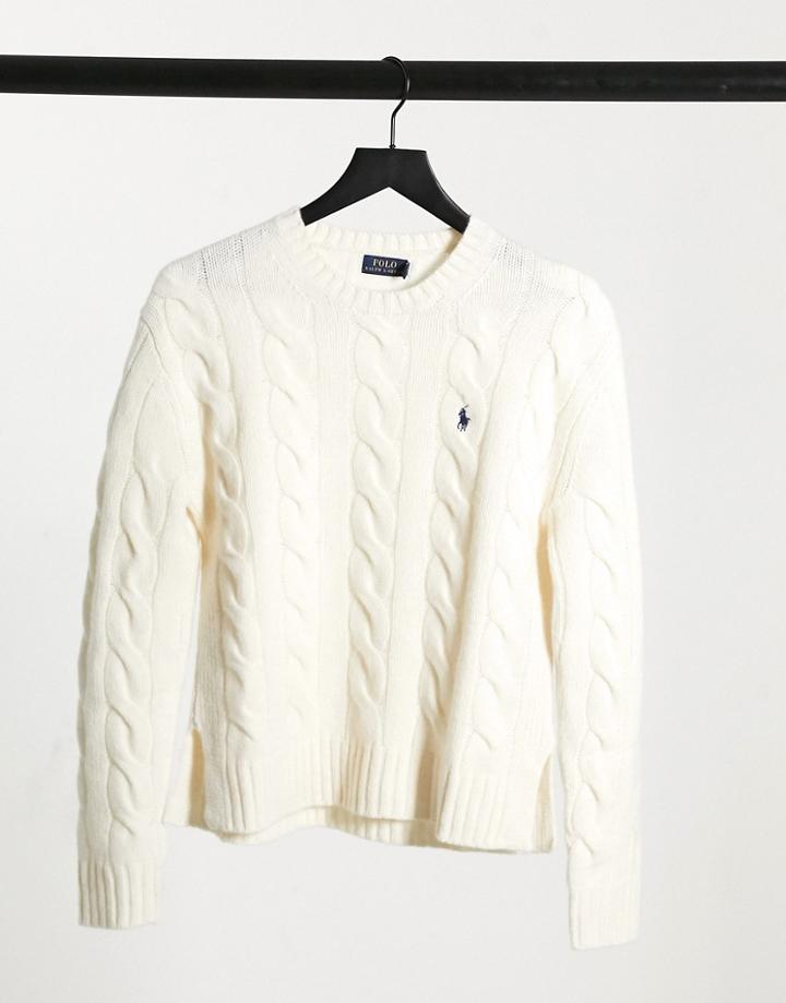 Polo Ralph Lauren Cableknit Sweater In Cream-white