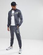 Ea7 Zip Through Large Logo Tricot Sweat Tracksuit In Gray - Gray