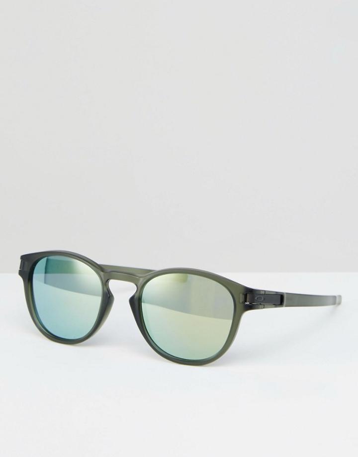 Oakley Round Latch Sunglasses With Blue Flash Lens - Green