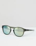 Oakley Round Latch Sunglasses With Blue Flash Lens - Green