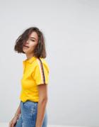 Asos Polo Top With Bright Contrast Stripe - Yellow