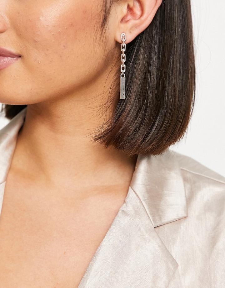Allsaints Link Drop Earrings In Silver