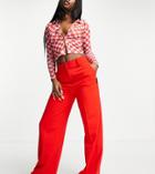 Collusion Super High Waisted Wide Leg Tailored Pants In Red