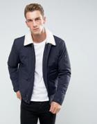 Celio Short Jacket With Fleece Collar - Navy